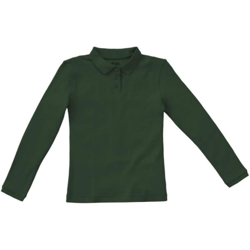 Classroom 58542 Girls Long Sleeve Fitted Interlock Polo Green
